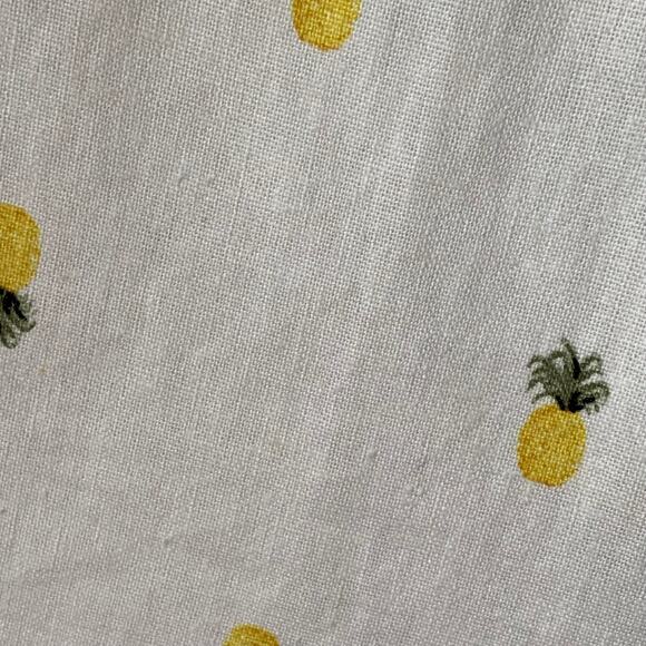 Rae Dunn Women's Linen Pineapple Print Button Up Shirt Short Sleeve Collar Large - Picture 12 of 16